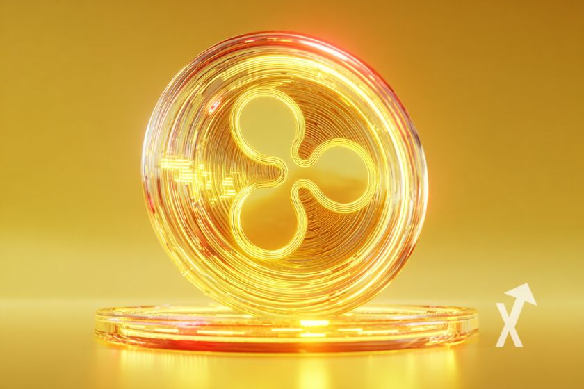 Yellow and transparent XRP coin.