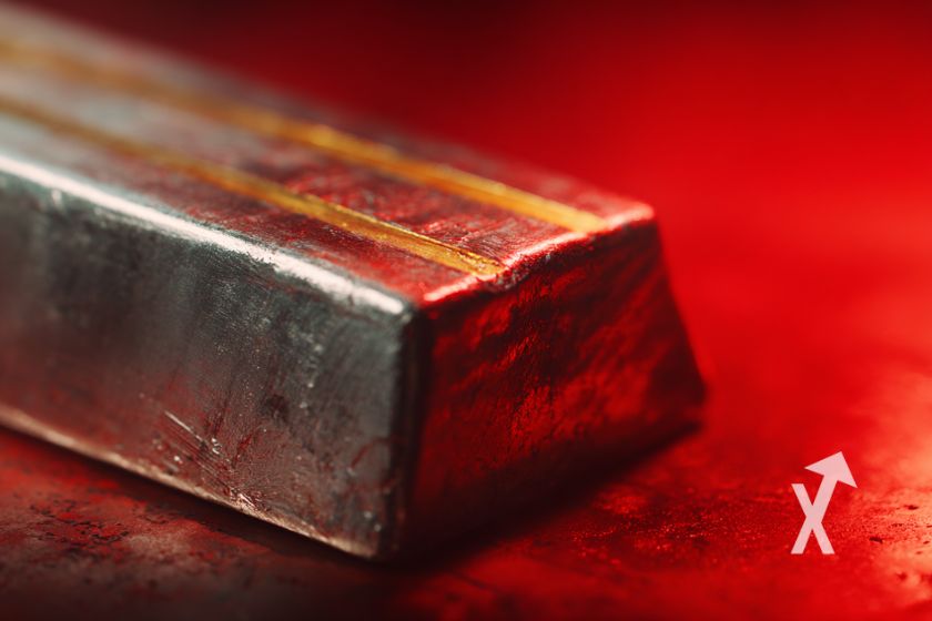 silver lingot sur un fond rouge