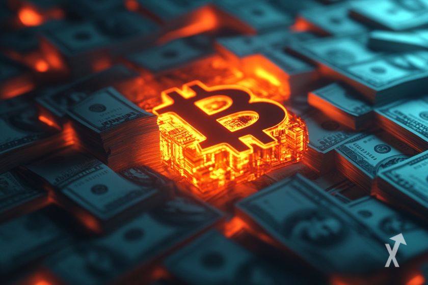 Emblema de Bitcoin: moneda virtual popular.