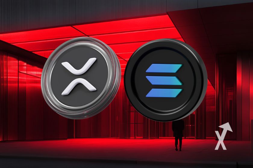 Fusión de Solana y XRP. Icono.