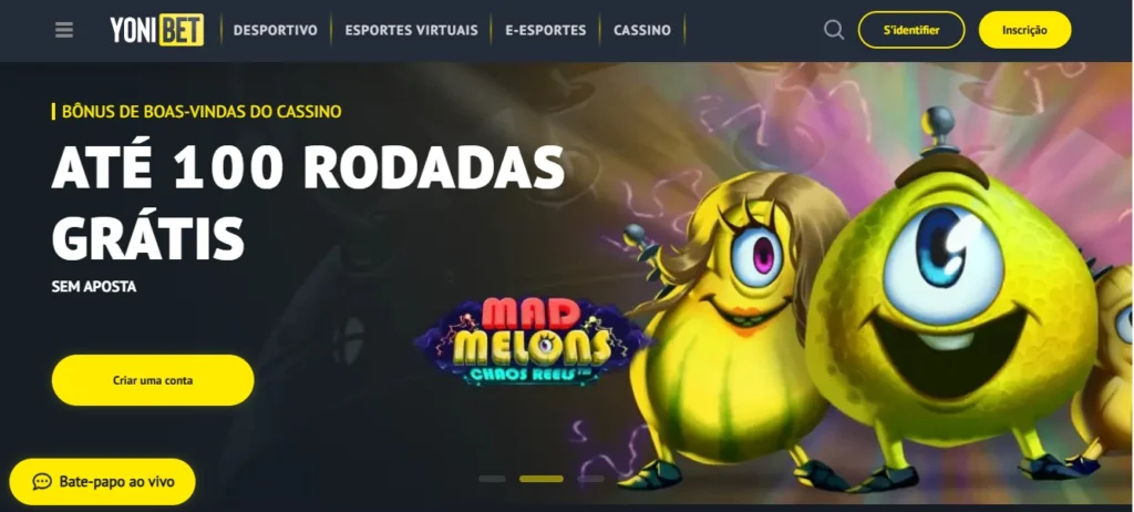 Captura de pantalla de la página de inicio yonibet site ES