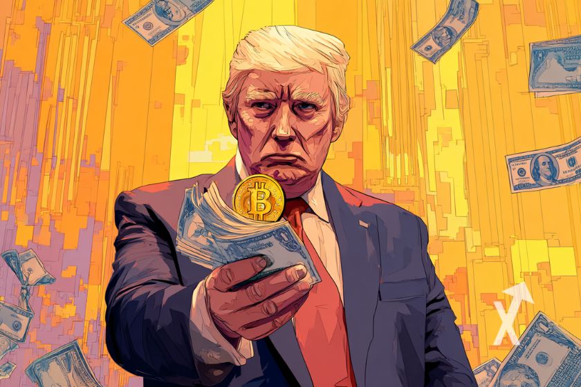 Cubierta de noticias sobre Bitcoin y Trump.