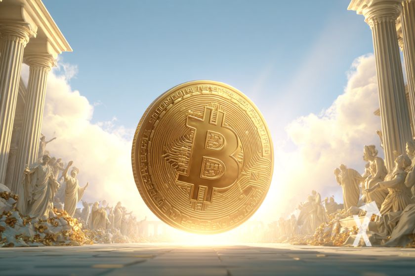 Cubierta Bitcoin: moneda digital en ascenso.