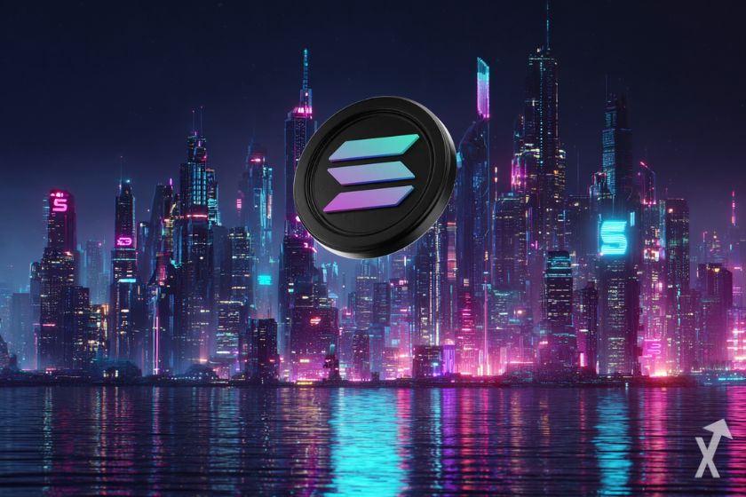 Criptomoneda Solana Sol, blockchain popular.