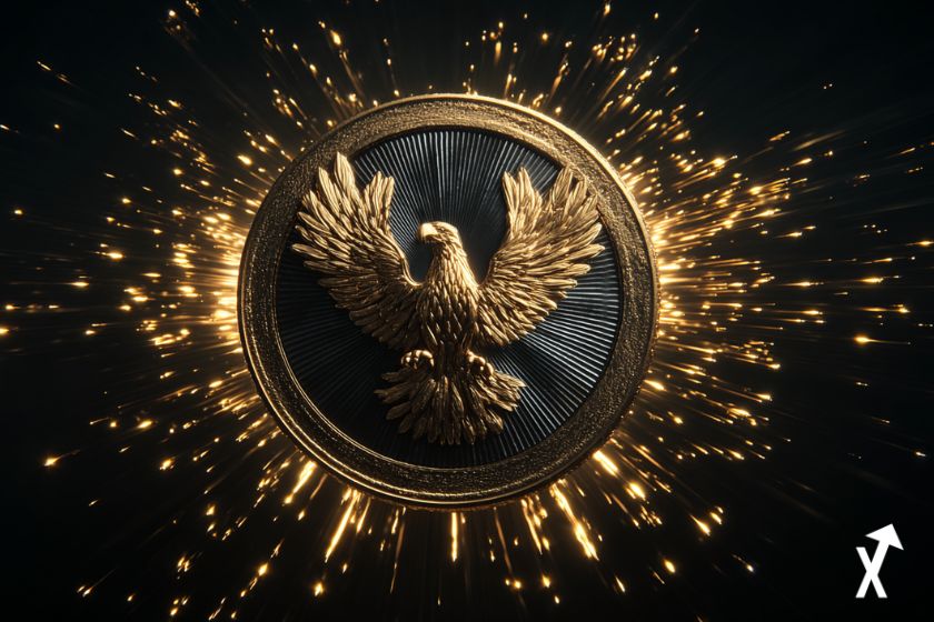 Token con águila dorada brillante.