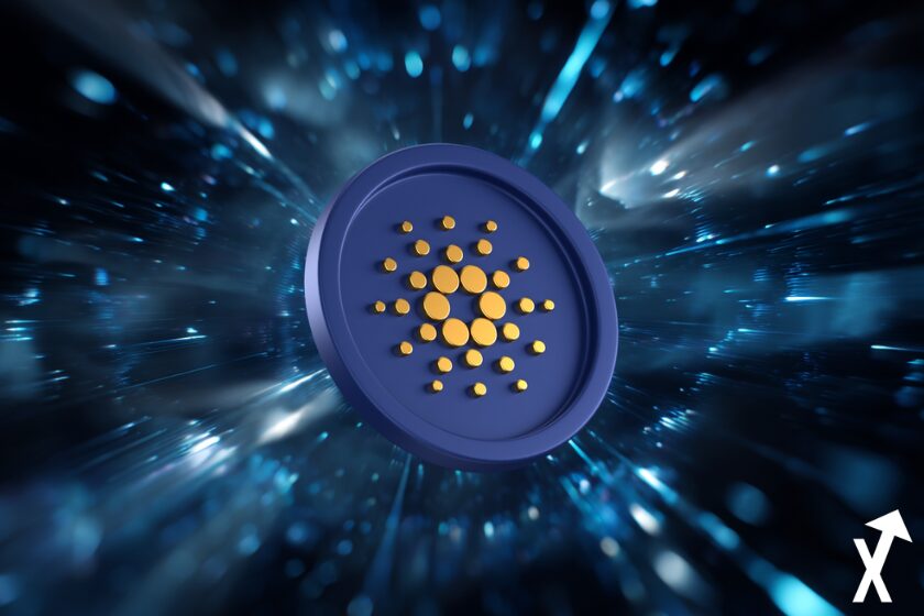 Ilustración futurista del token Cardano.