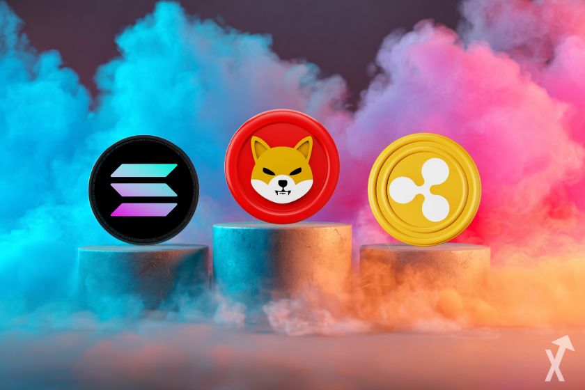 Criptomonedas: XRP, Shiba Inu, Solana.