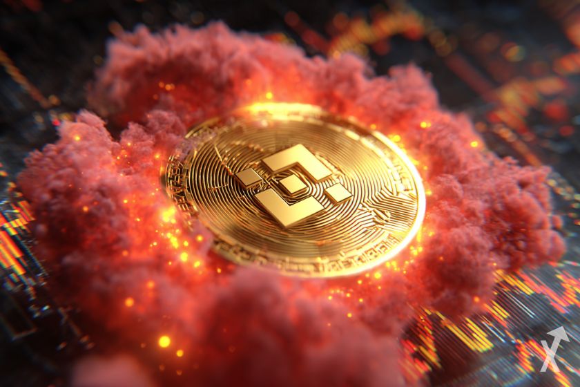 Logotipo iluminado de Binance Coin BNB.