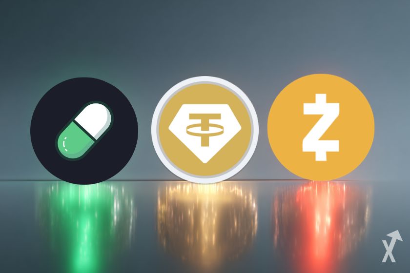 "compra zec y oro en línea" Imagen: gráficos financieros de criptomonedas.