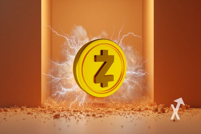 Moneda Zcash ZEC con electricidad.