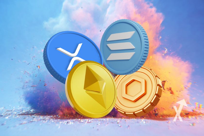 4 monedas de criptomonedas disipan humo.