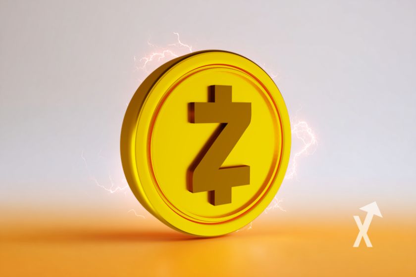 "Esquina ZEC Zcash con fondo eléctrico"