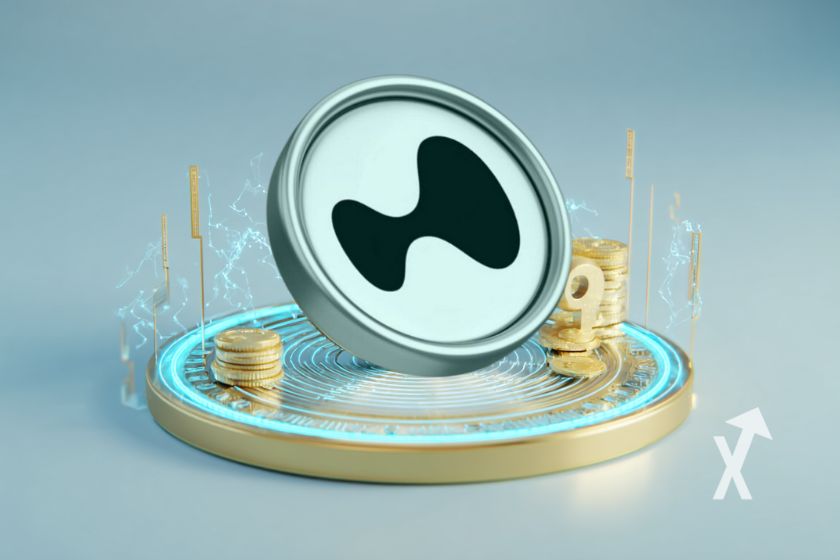 Moneda HYPE Hyperliquid en pedestal.