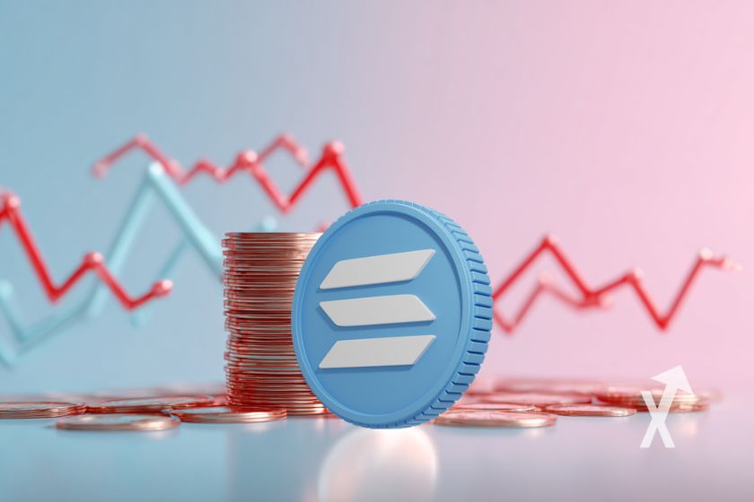 Moneda SOL sobre fondo rosa.