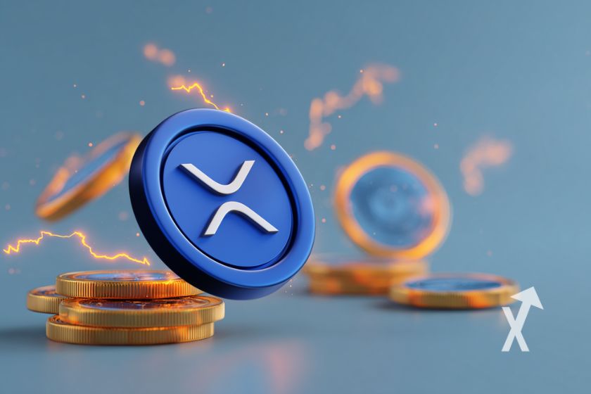 Esquina de XRP con electrificación, fichas.