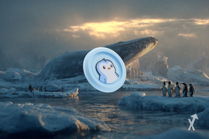 "Gran ballena en glaciar con pingüinos"