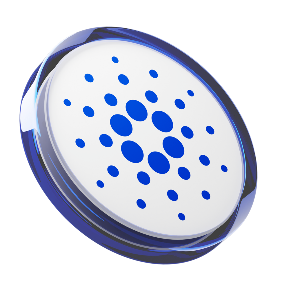 El token de Cardano con un contorno azul sobre fondo transparente