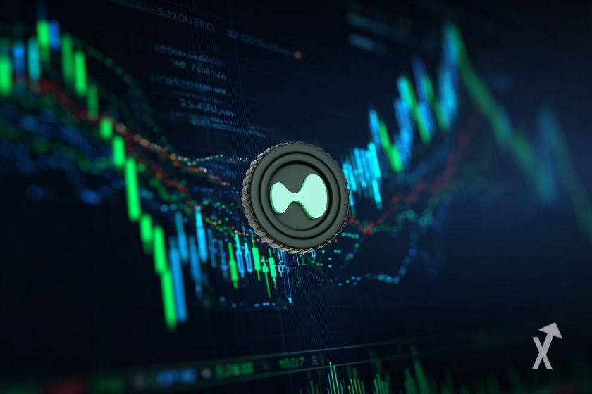 "Token Hyperliquid en gráfico verde y azul"