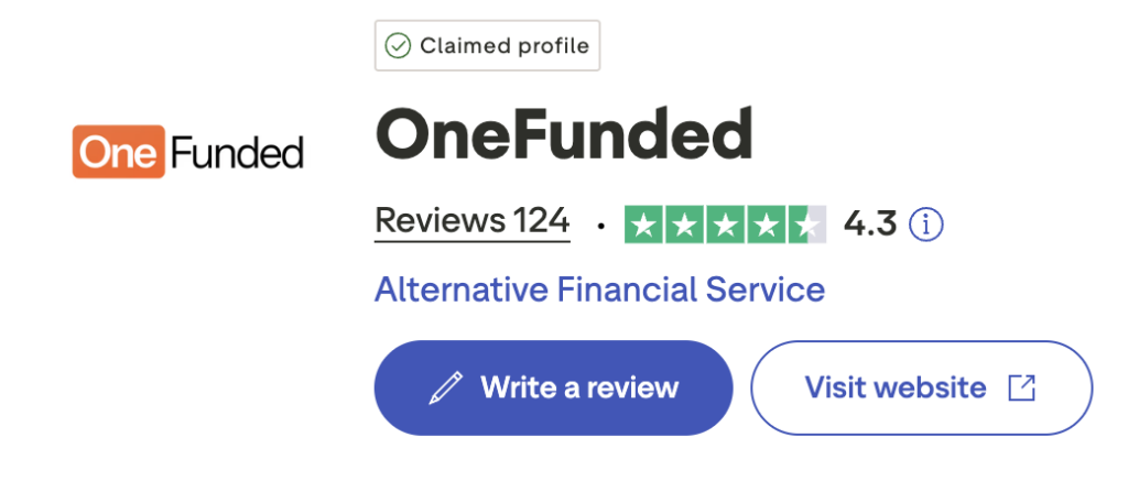 onefunded trustpilot opiniones 4.3/5 valoración