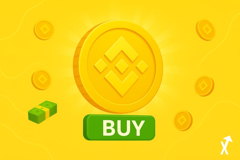 Logo BNB amarillo rodeado de billetes.