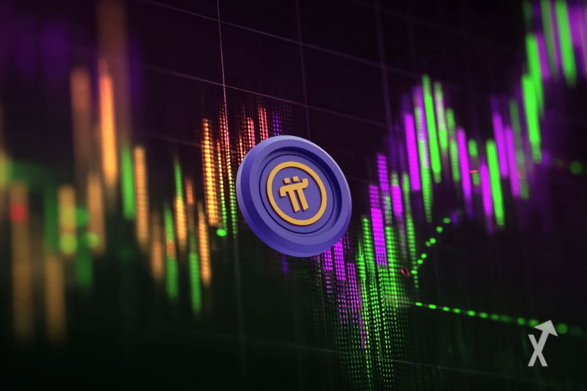 Token violeta Pi Network en gráfico.