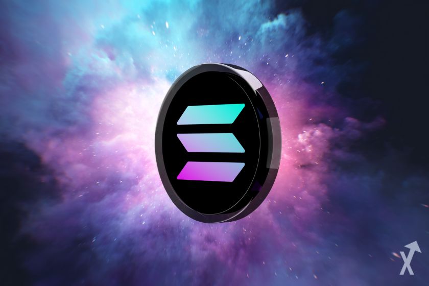 Logotipo Solana Sol en fondo estrellado.