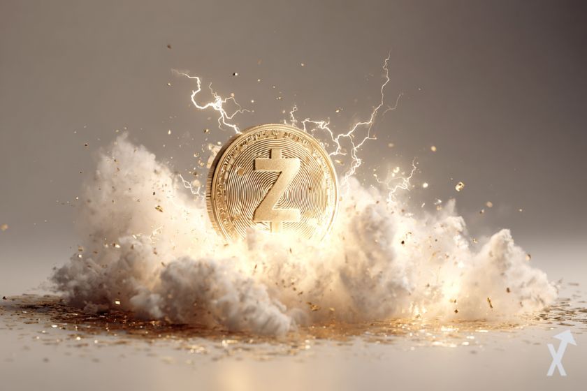 "Moneda 3D Zcash dorada brillante"