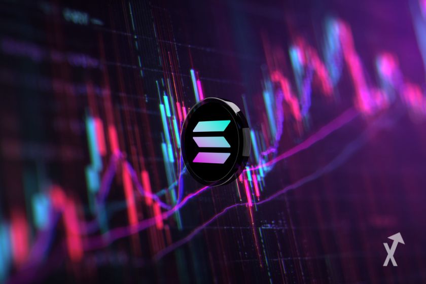 Criptomoneda Solana en gráfico de velas.