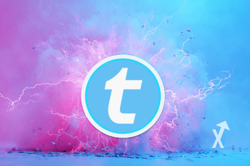 Logo de Telcoin en fondo colorido.