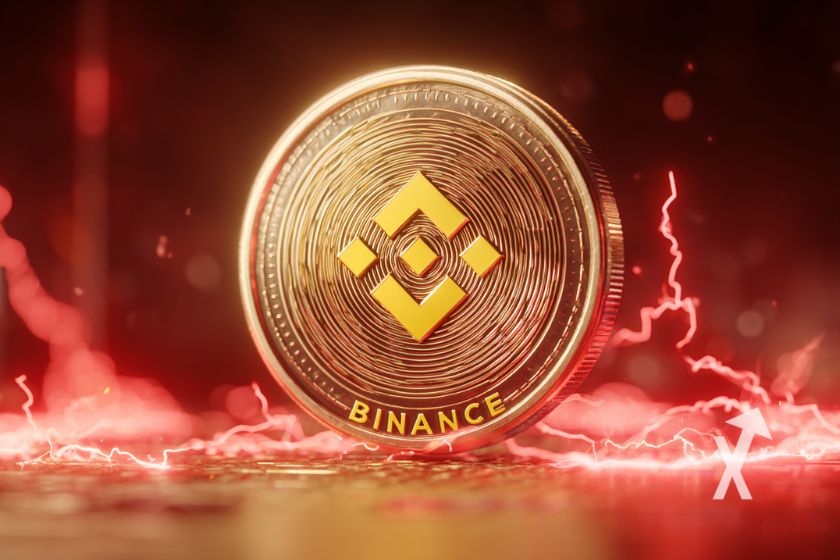 Criptomoneda Binance BNB en diseño eléctrico.