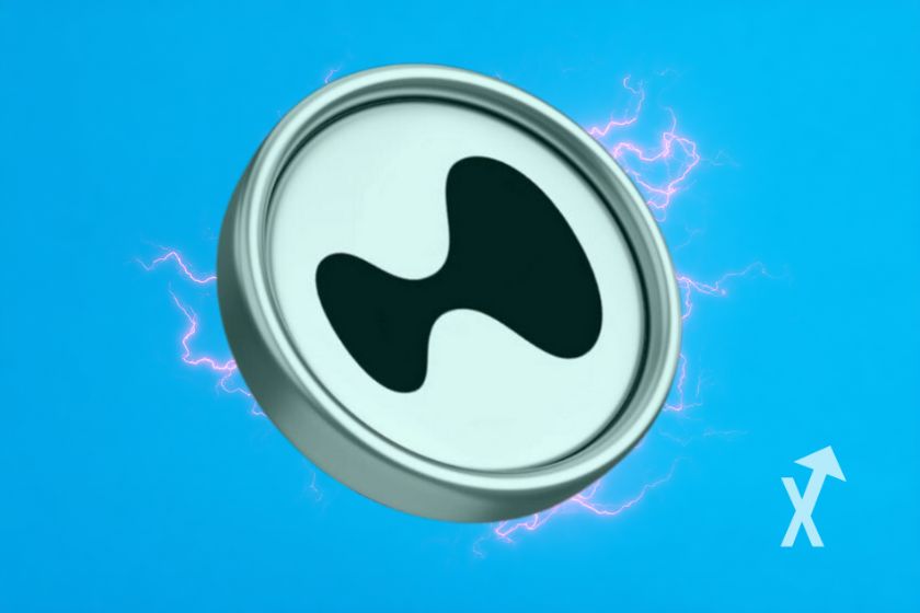 Moneda líquida hiper en azul.