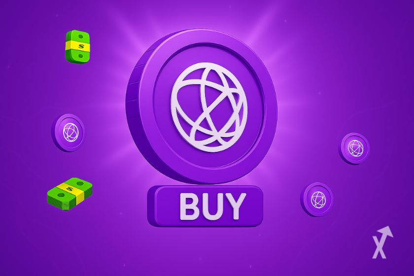 Token violet Celestia rodeado billetes violeta.