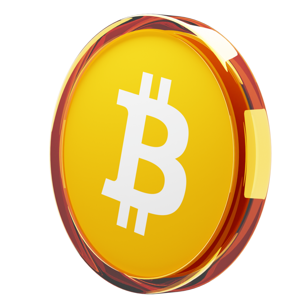 El token de la criptomoneda Bitcoin en amarillo anaranjado