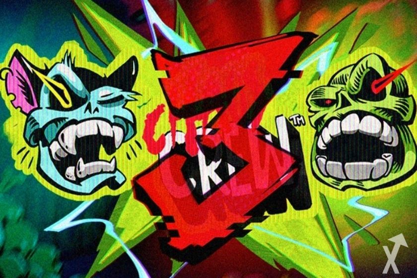 Portada del juego Chaos Crew 3 con colores vivos y las cabezas de los personajes.