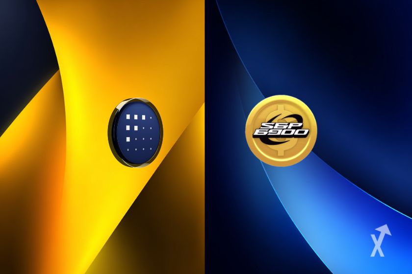 Fondo bicolore con tokens FET y SPX6900.