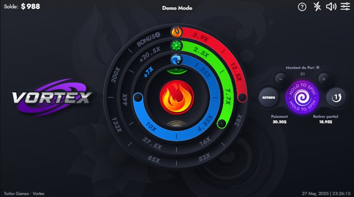 Captura de pantalla de vortex turbo games symbolo elemento