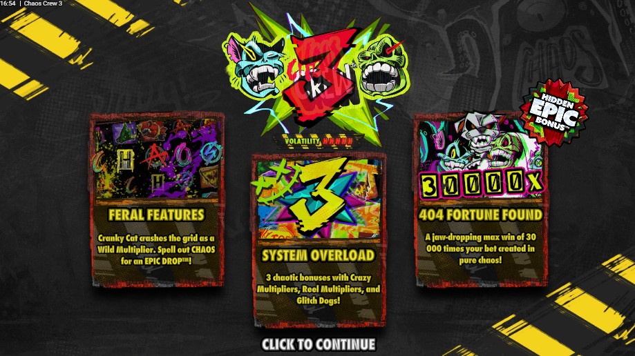 Captura de pantalla de Chaos Crew 3 slot juego