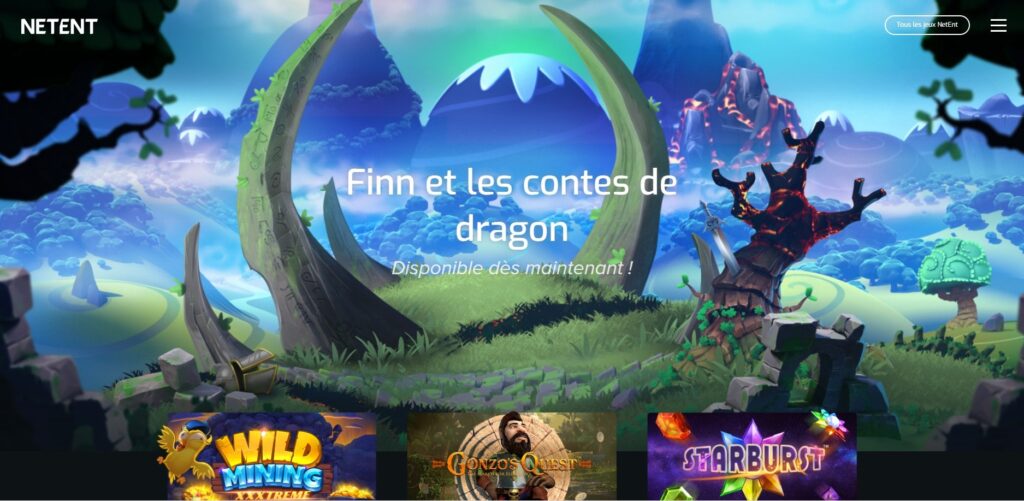 Captura de pantalla de la página de inicio de netent