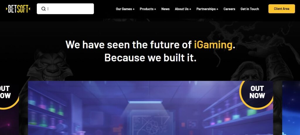 Captura de pantalla de la página de inicio Betsoft