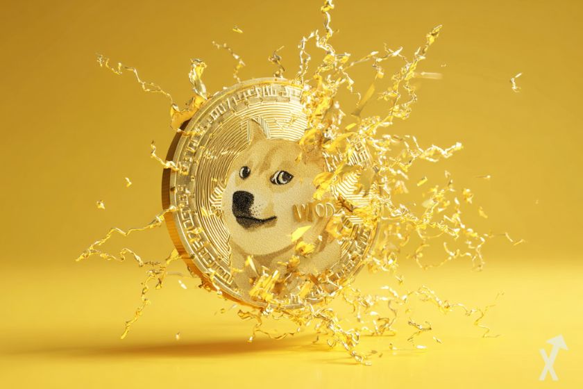 Criptomoneda digital Dogecoin con energía.
