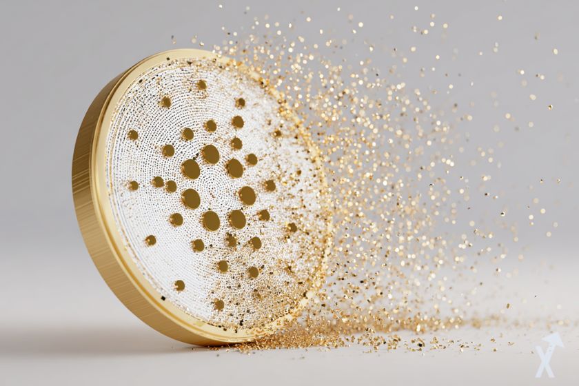 Moneda 3D de Cardano brillo dorado.