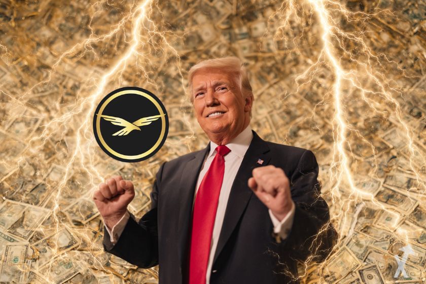 "Donald Trump celebra con token y rayos"