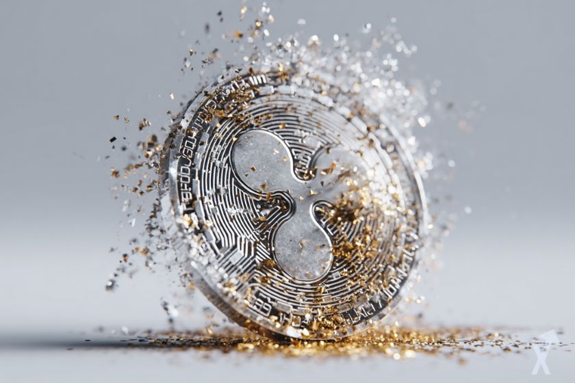 Moneda 3D XRP gris brillante.