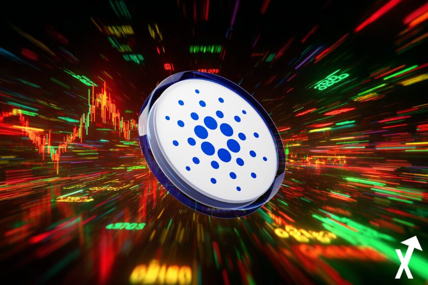 Criptomoneda ADA en gráfico de trading.