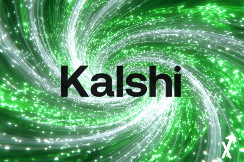 Logo Kalshi negro en espiral verde branco.