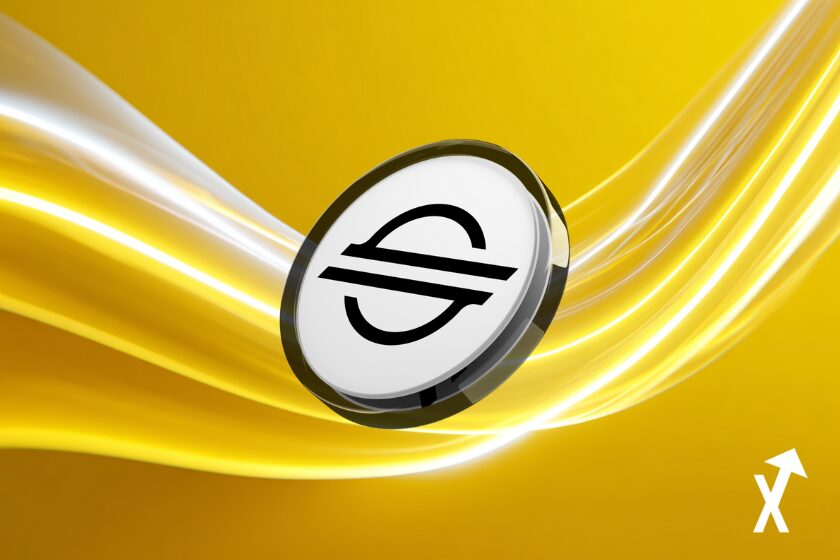 Criptomoneda Stellar XLM negra y blanca.