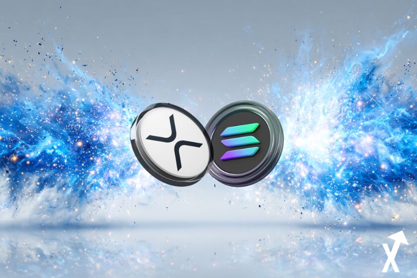 Criptomonedas Solana y XRP brillantes explosivas.