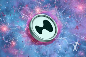 Criptomoneda HYPE hyperlíquida en fondo futurista.