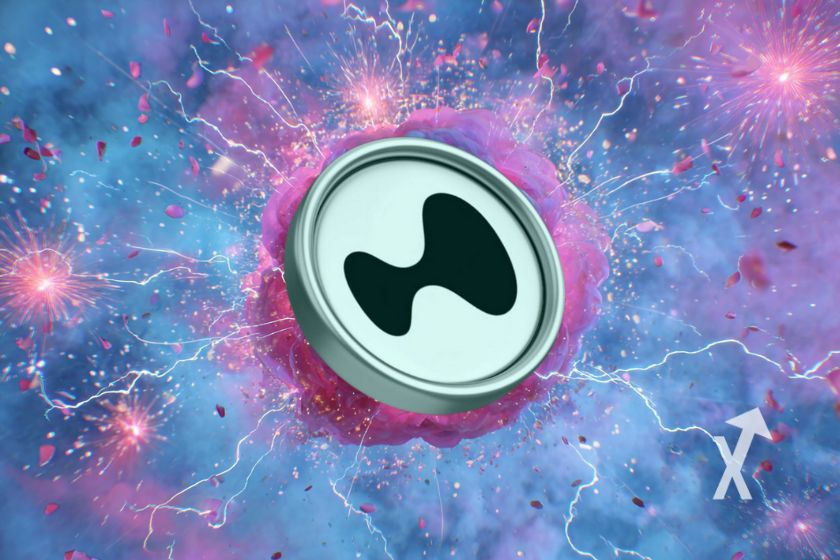 Criptomoneda HYPE hyperlíquida en fondo futurista.