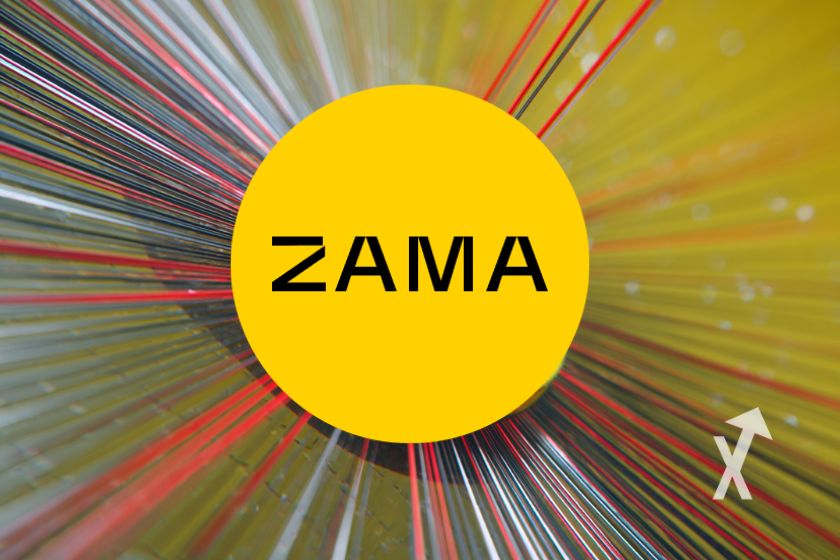 "Logotipo Zama sobre fondo multicolor"